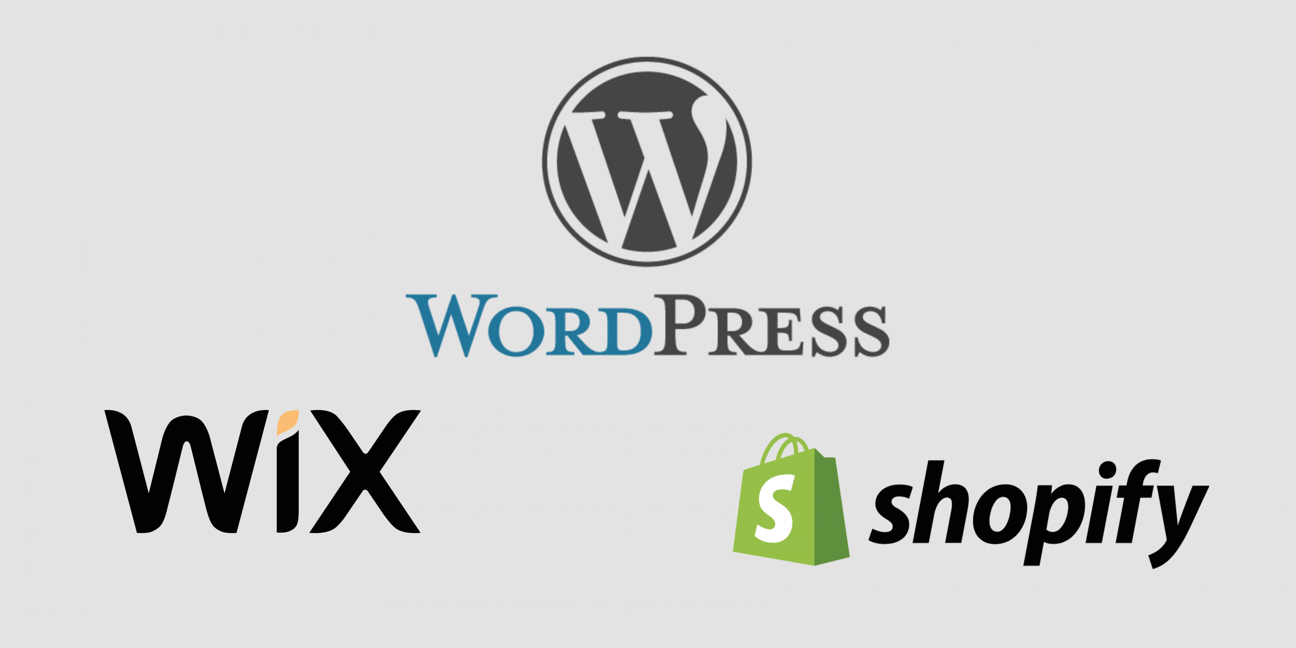 Logos de wordpress, wix et shopify