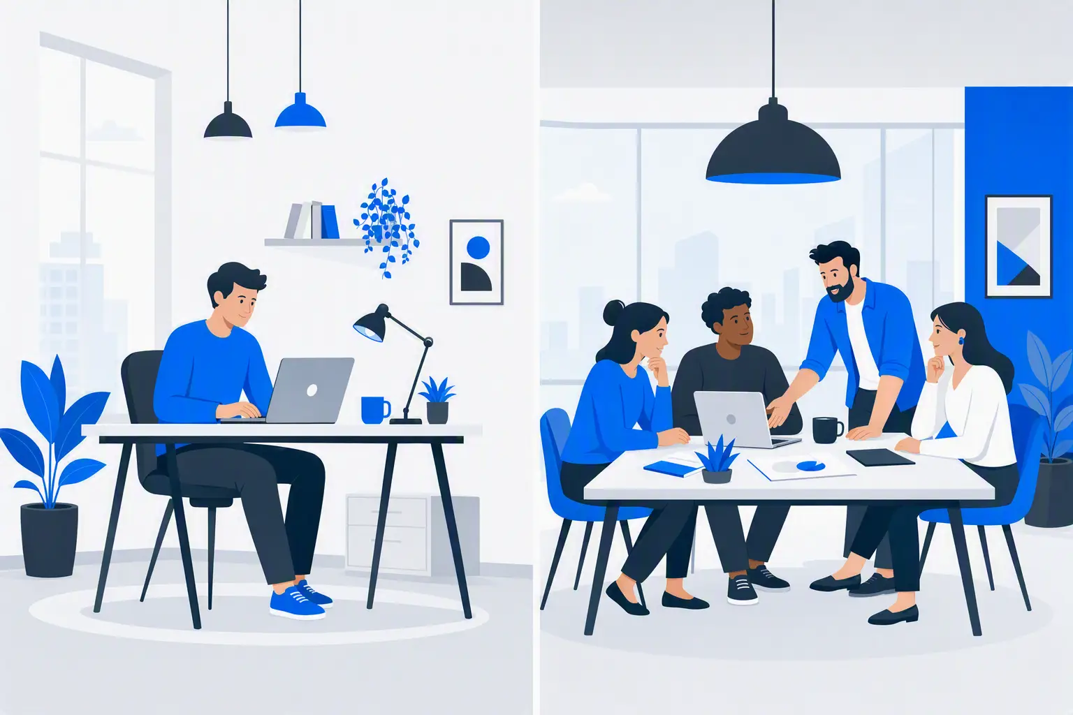 image illustrant une comparaison entre freelance et une agence