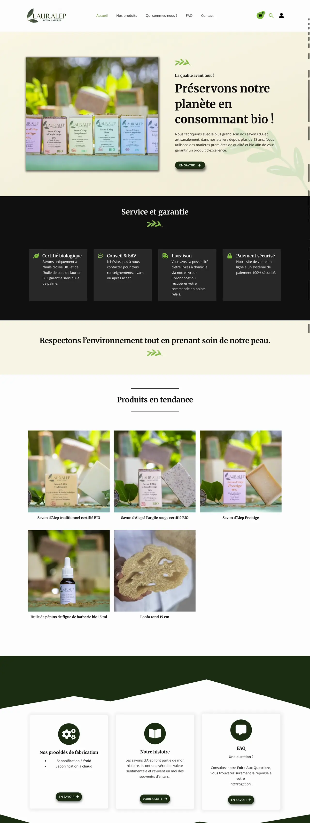 Page d'accueil de la boutique en ligne Lauralep sur ordinateur