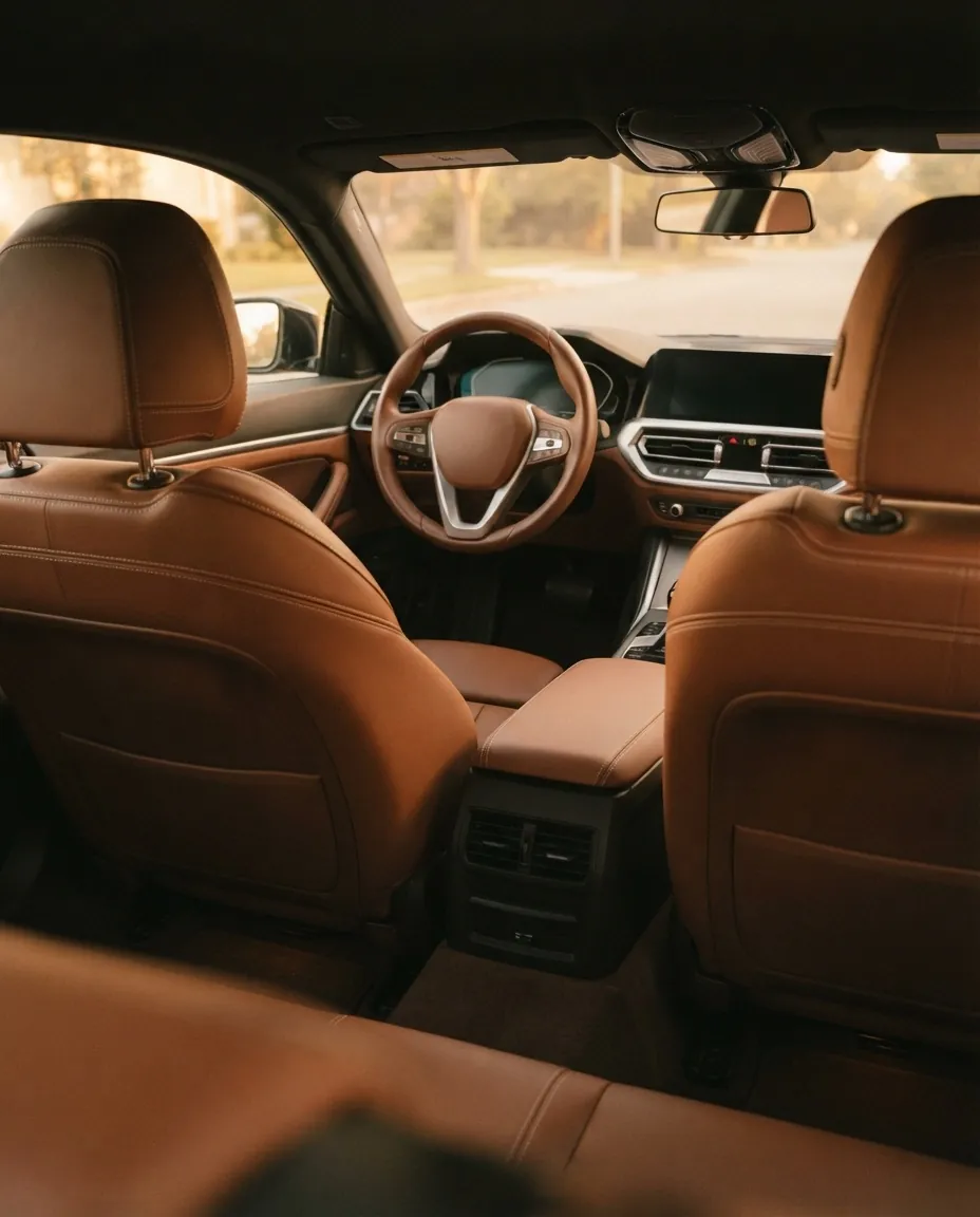 Intérieur cuir cognac rénové, volant et sièges avant