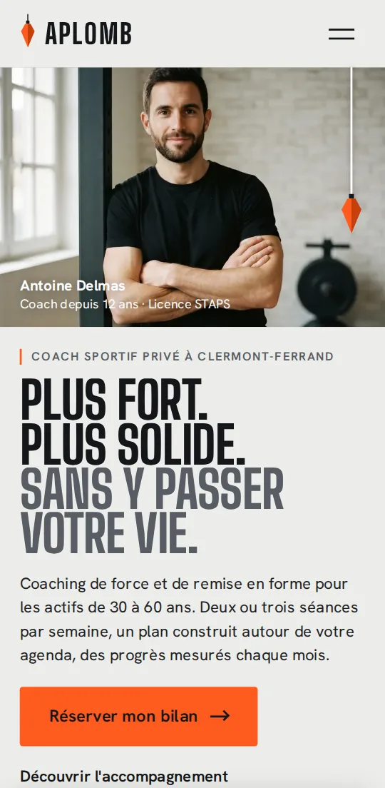 Site APLOMB sur mobile