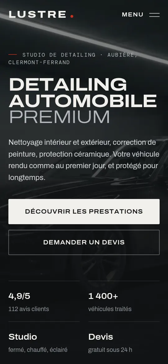 Site LUSTRE sur mobile