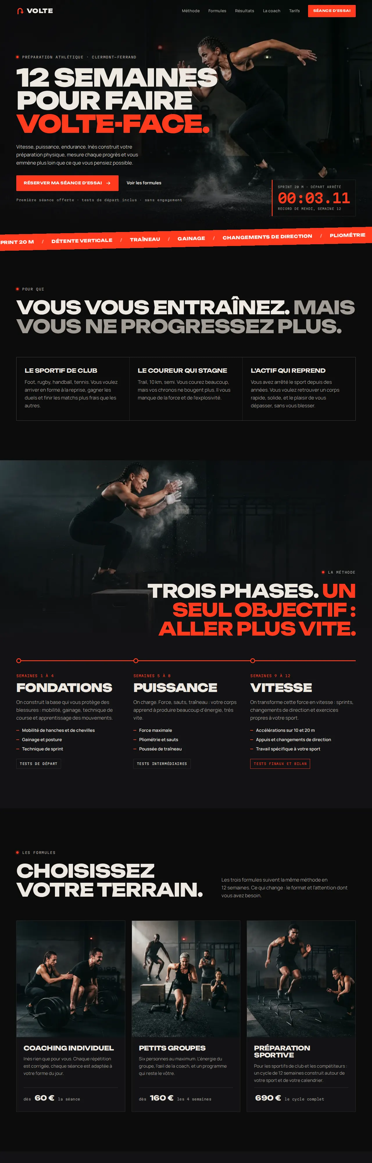 Site VOLTE, préparation athlétique, sur ordinateur